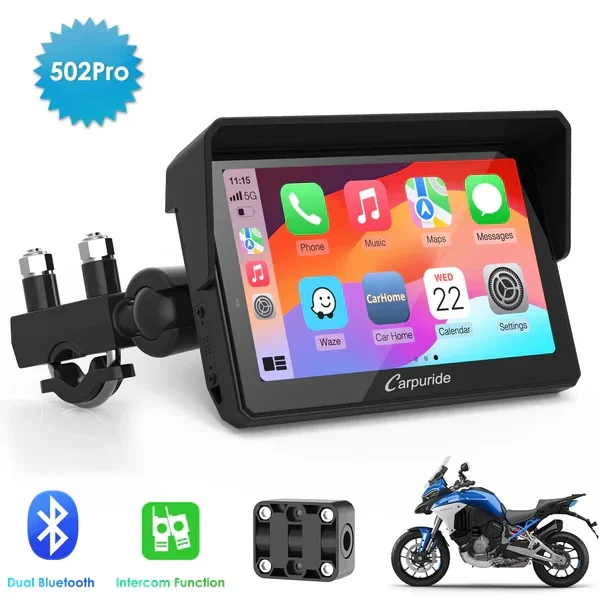 NVP-W502PRO Ecran de navigation moto Double intercom, boussole et baromètre double Bluetooth étanche IP67 écran 5 pouces