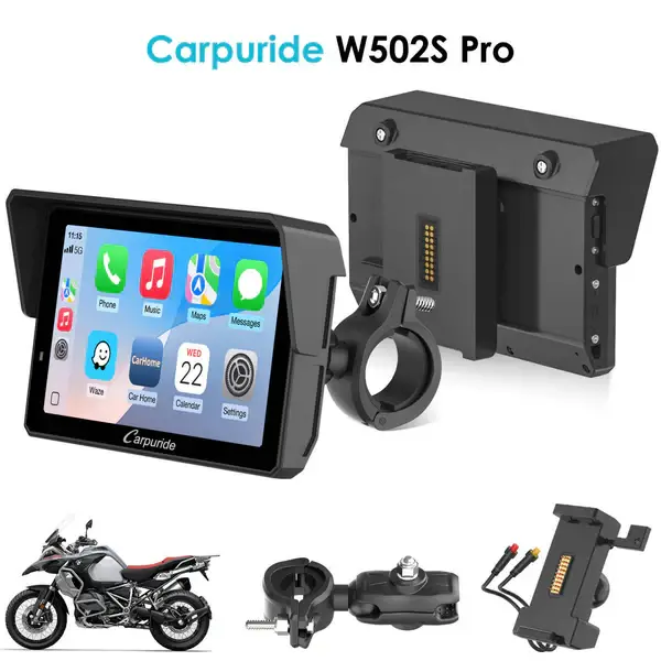 NVP-W502SPRO Ecran de navigation moto pour motos avec support BM05 Plug-and-Play Double intercom, boussole et baromètre double Bluetooth étanche IP67 écran 5 pouces