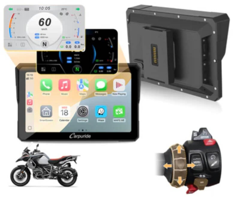 NVP-W702BS - GPS MOTO Ecran de navigation 7" pour motos BMW avec intégration du contrôleur d'origine