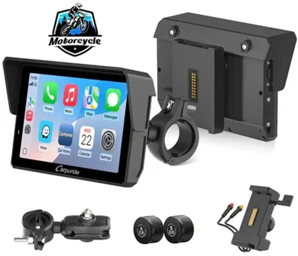 NVP-W502SPRO+TPMS Ecran de navigation moto pour motos avec support BM05 Plug-and-Play Double intercom, boussole et baromètre double Bluetooth TMPS étanche IP67 écran 5 pouces