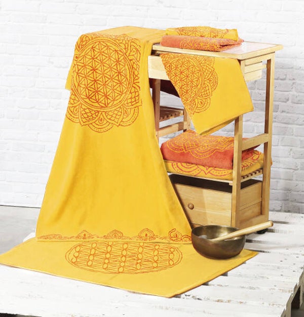 Blume des Lebens - Badetuch in gelb - Spirit of OM