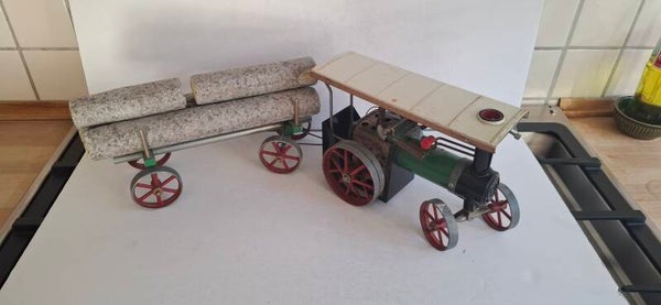 1#4180 Mamod stoomwals en aanhanger