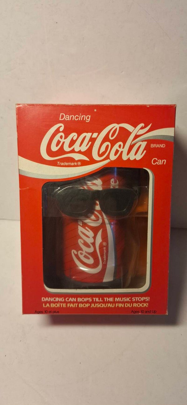 9#4733 vintage Coca-Cola Dancing Can (dansend blikje) uit het late jaren 80, geproduceerd door het Japanse speelgoedmerk Takara rond 1989.