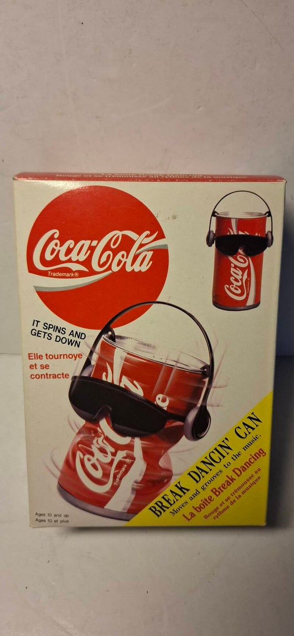 9#4734 Coca-Cola Break Dancin' Can (Break Dancin' Can / La boîte Break Dancing), een iconisch verzamelobject en speelgoed uit 1991, geproduceerd door Takara.