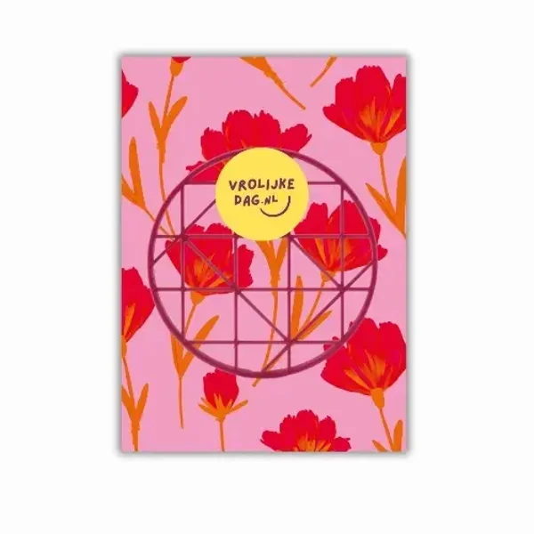 FlowerUp | bloemenschijf Op Kaart | Vrolijke dag