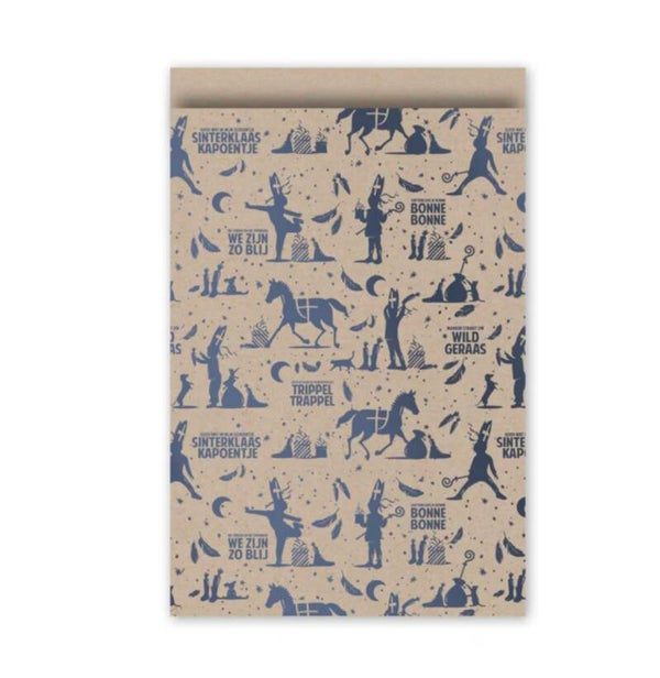 Sinterklaas | Cadeauzakjes L kraft blauw | per 5 stuks