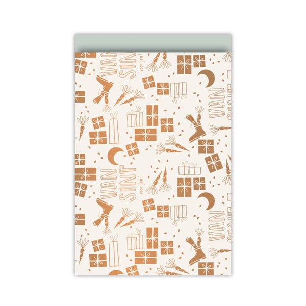 Sinterklaas | Cadeauzakjes L goud wit | per 5 stuks