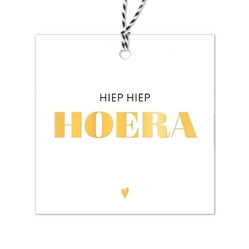 Cadeaulabel | Hiep hiep hoera | Goudfolie