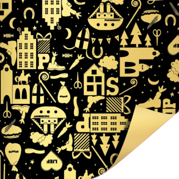 Cadeaupapier | Sinterklaas zwart/goud