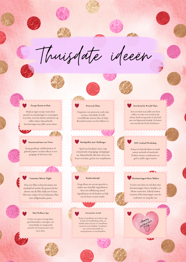 Thuis date ideeën | Gratis Printable