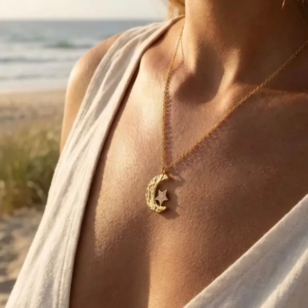 Collier signature Moonrise doré