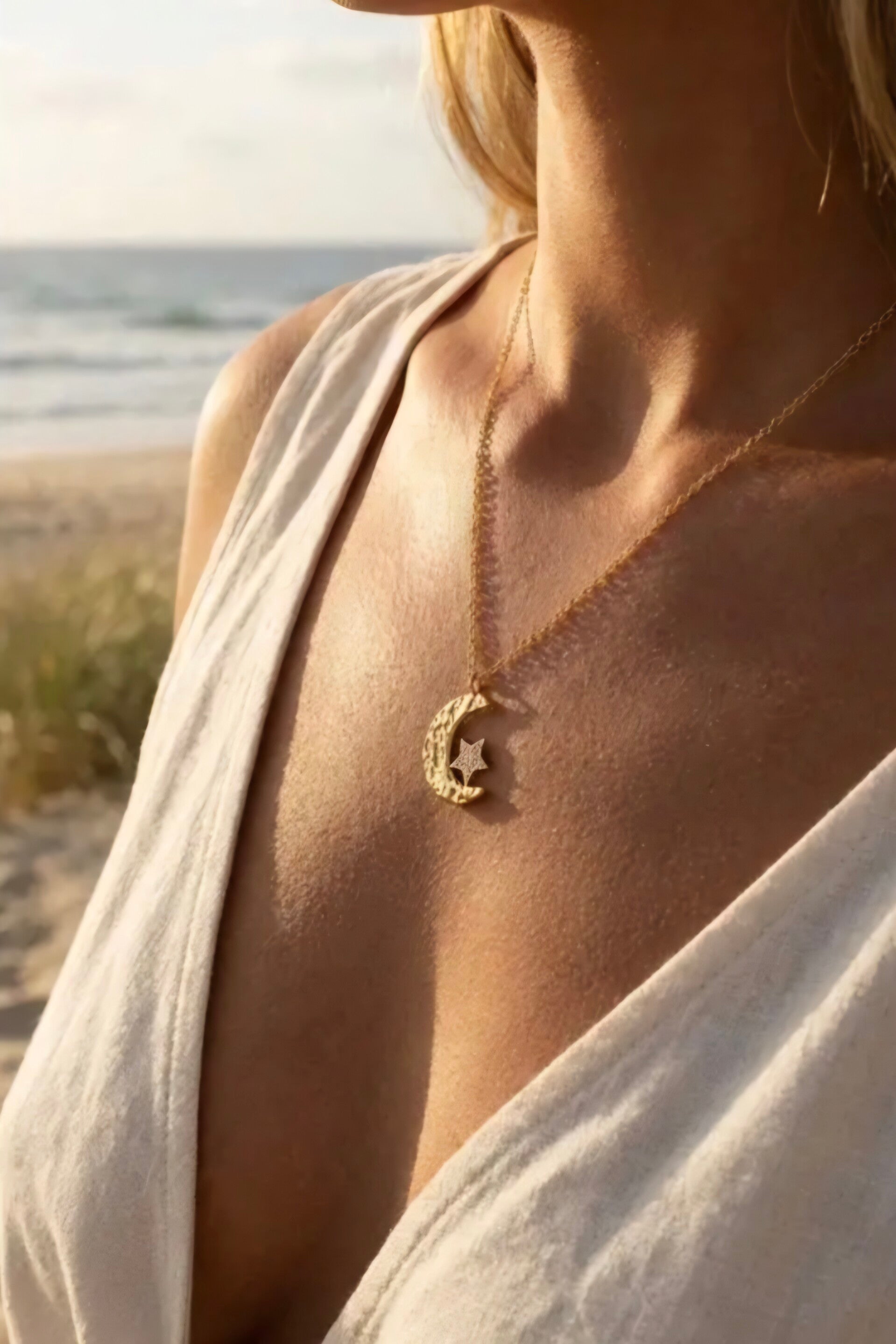 Collier signature Moonrise doré