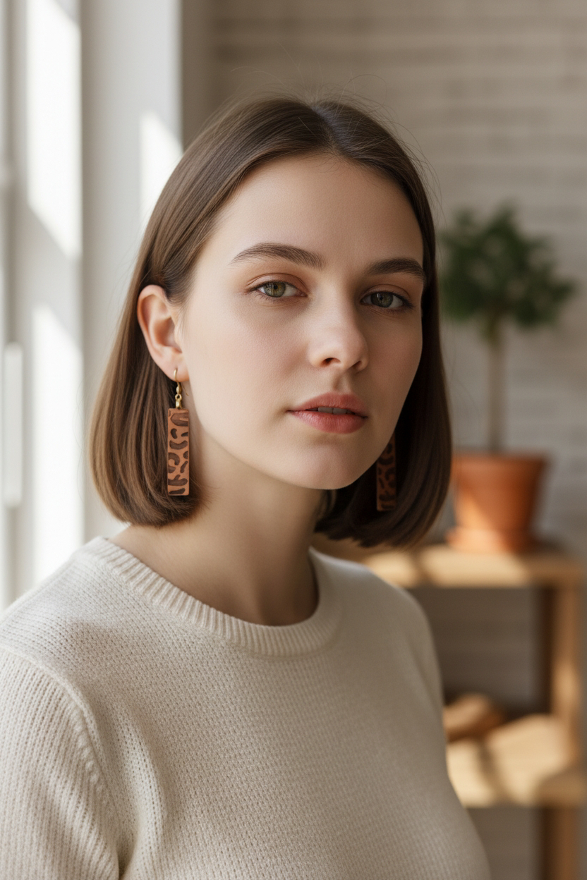 Boucles d’oreilles léopard en bois