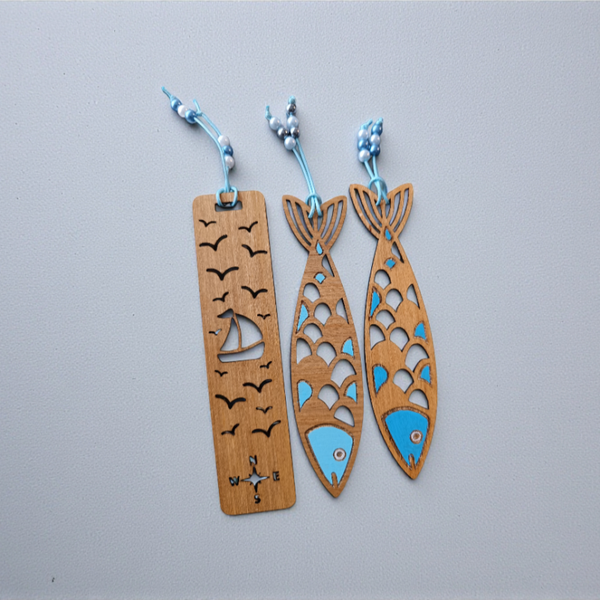Marque-page marin en bois – Bateau ou sardine