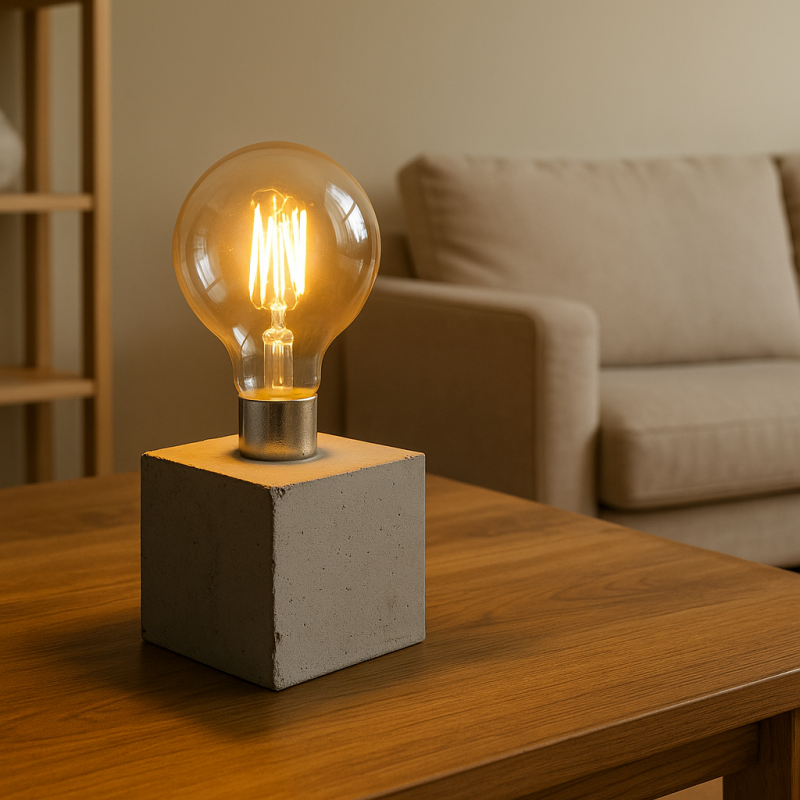 Lampe artisanale bois et béton Manu Bois & Déco