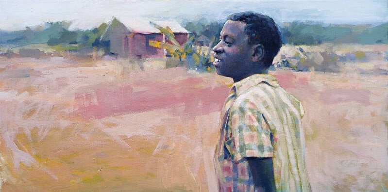 Art, Painting, Oil painting, African, Person, Youth, Young man, Figure, Torso, Zimbabwe, Homestead