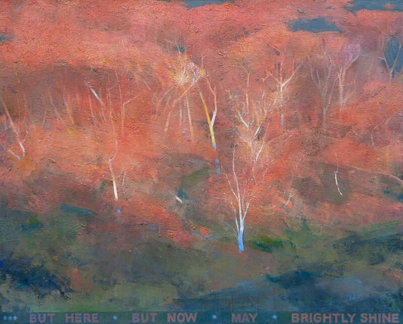  Art, Painting, Oil painting, Landscape, Trees, Woodland, Sunset, Evening, Text