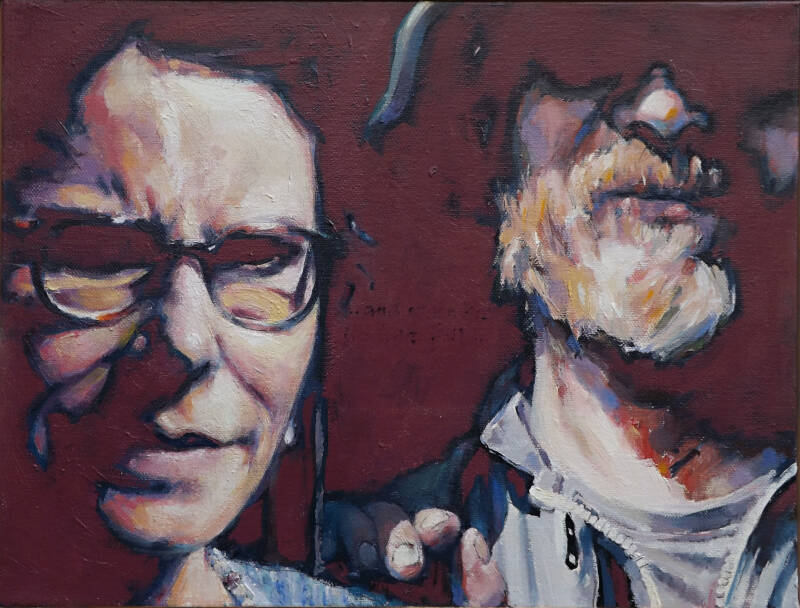 Art, Painting, Oil painting, Portrait, Couple, Man, Woman, Light. Shade