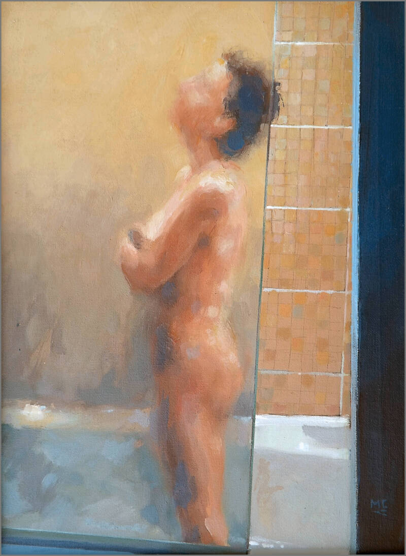 Art, Painting, Oil painting, Figure, Person, Woman, Female, Nude, Bathing