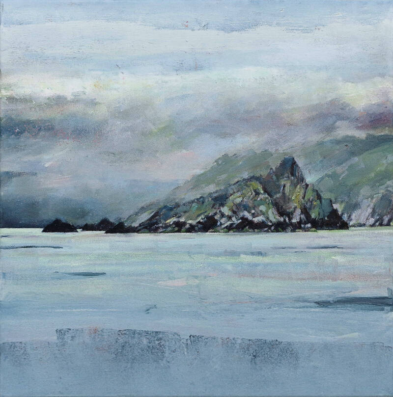  Art, Painting, Oil painting, Landscape, Seascape, Rock, Coast, Cloud, Sea, Atmosphere, Cloud