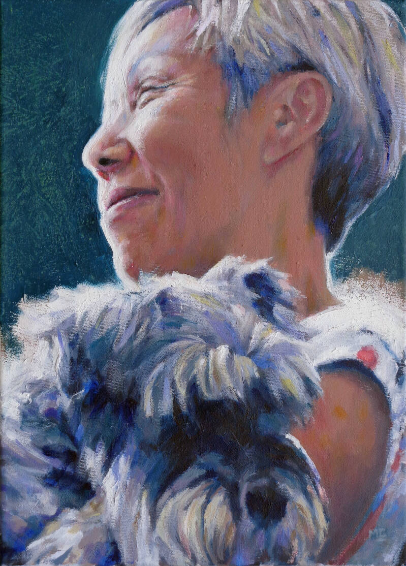 Art, Painting, Oil painting, Portrait, Woman,  Dog. Schnauzer