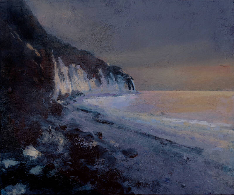 Art. Painting. Oil painting, Landscape, Seascape, Marine, Beach, Rock, Sea, Cliffs, Dawn