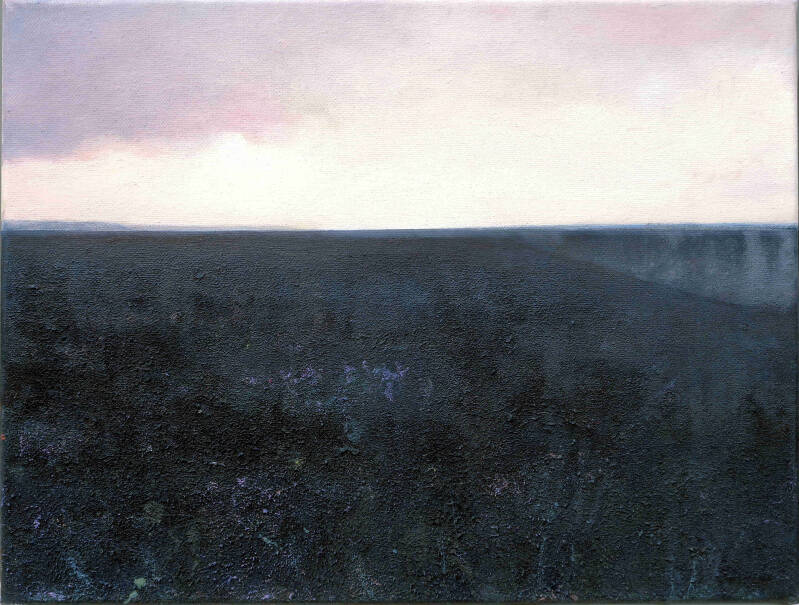 Art, Painting, Oil painting, Landscape, Moorland, Texture, Sunset, Silhouette