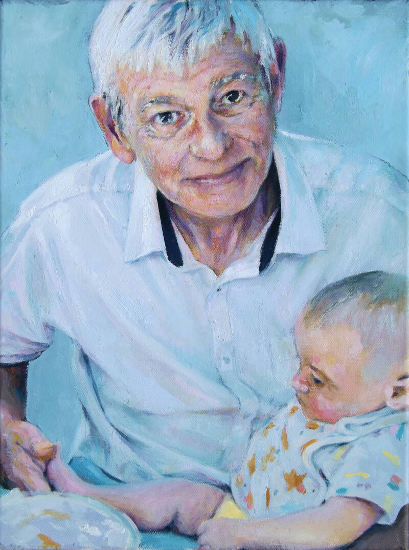 Art, Painting, Oil painting, Portrait, Man, Baby, Child
