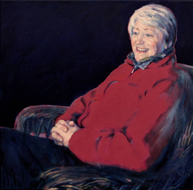 Art, Painting, Oil painting, Portrait, Person, Woman, Woman seated, Female, Chair, Woven, Basketwork, Torso, Sitting