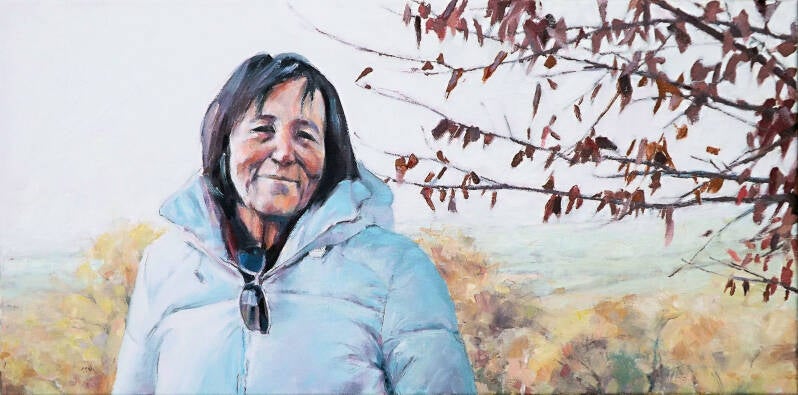 Art, Painting, Oil painting, Person, Woman, Tree, Autumn, Fall, Countryside, Landscape, Autumn. Fall
