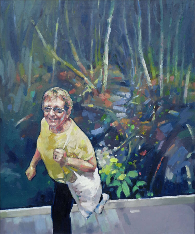 Art, PAinting, Oil painbting, Figure, Person, Motion Woodland, Carr, Boardwalk
