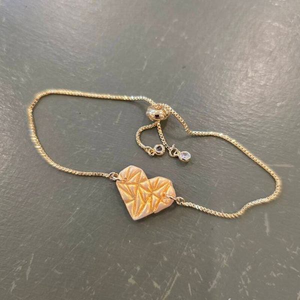 Armbandje origami hart in stainless steel