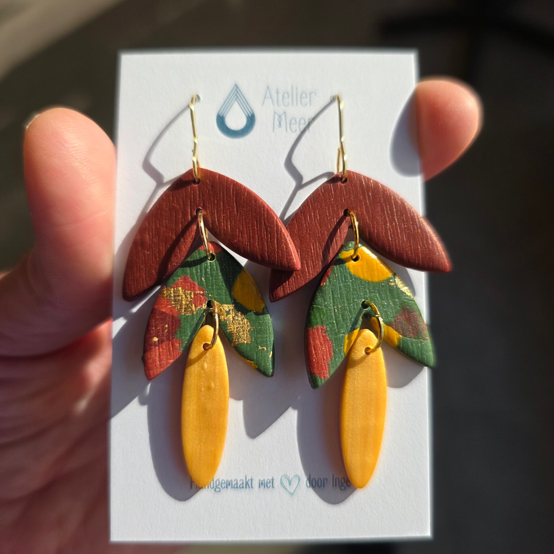 Seline ~ herfstige bengelende statement oorbellen