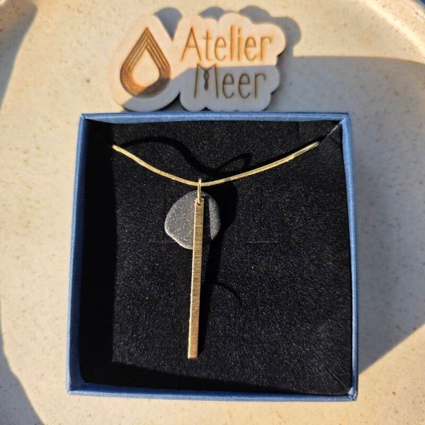 MIA ketting zwart met gouden spikkels