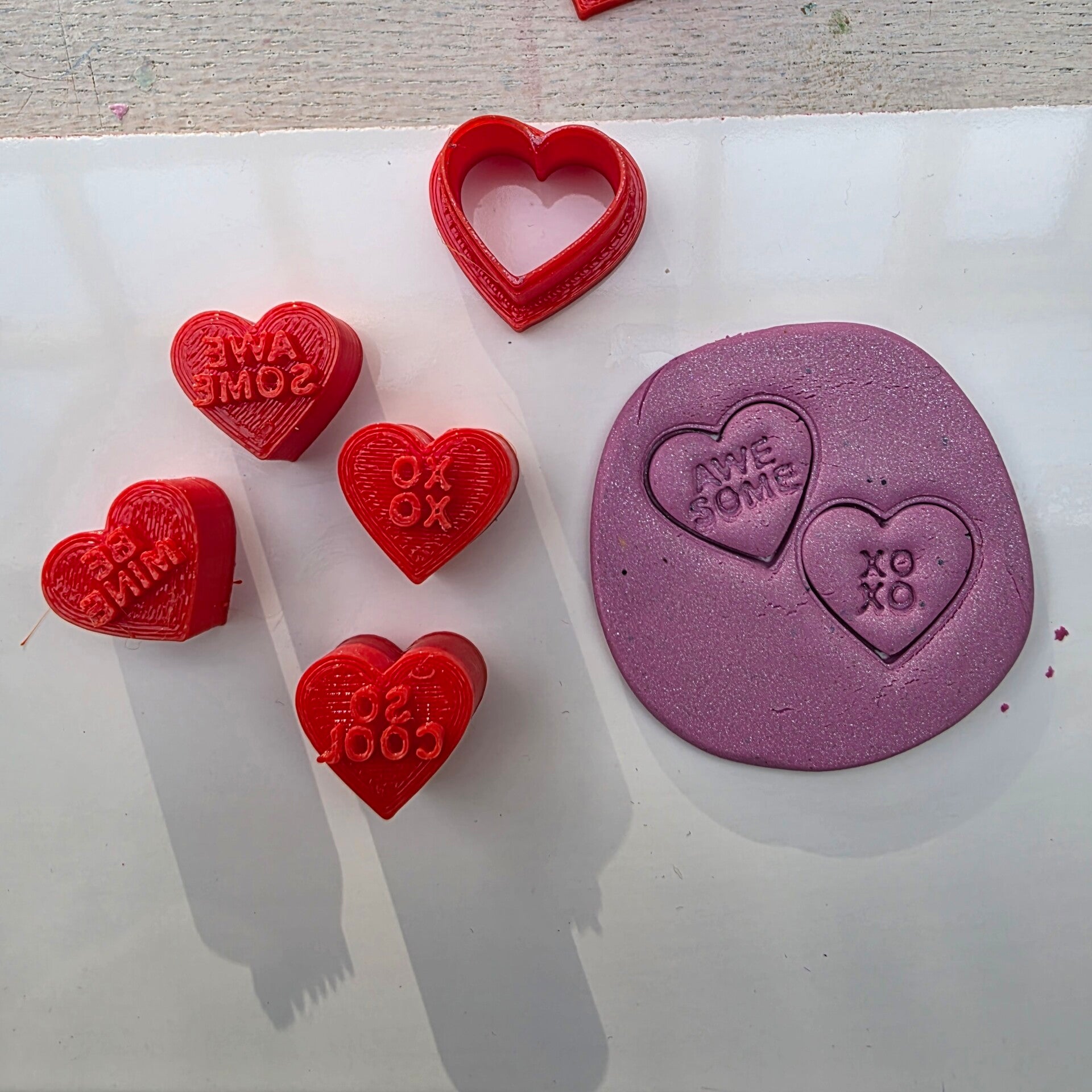 Klei cutters ~ suikerhartjes set