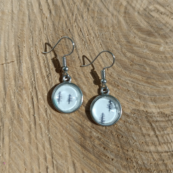 Cabochon oorbellen ~ bomen