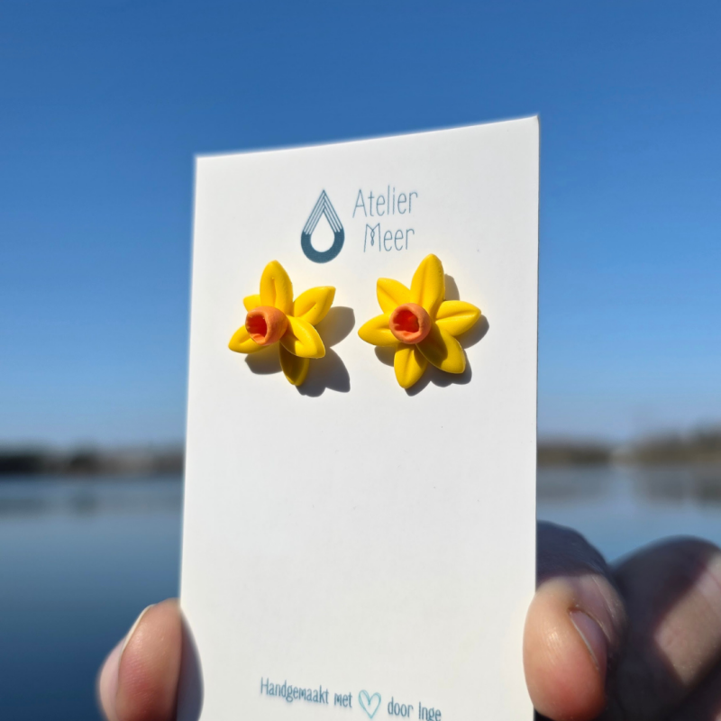 Narcis oorstekers ~ fel geel met oranje