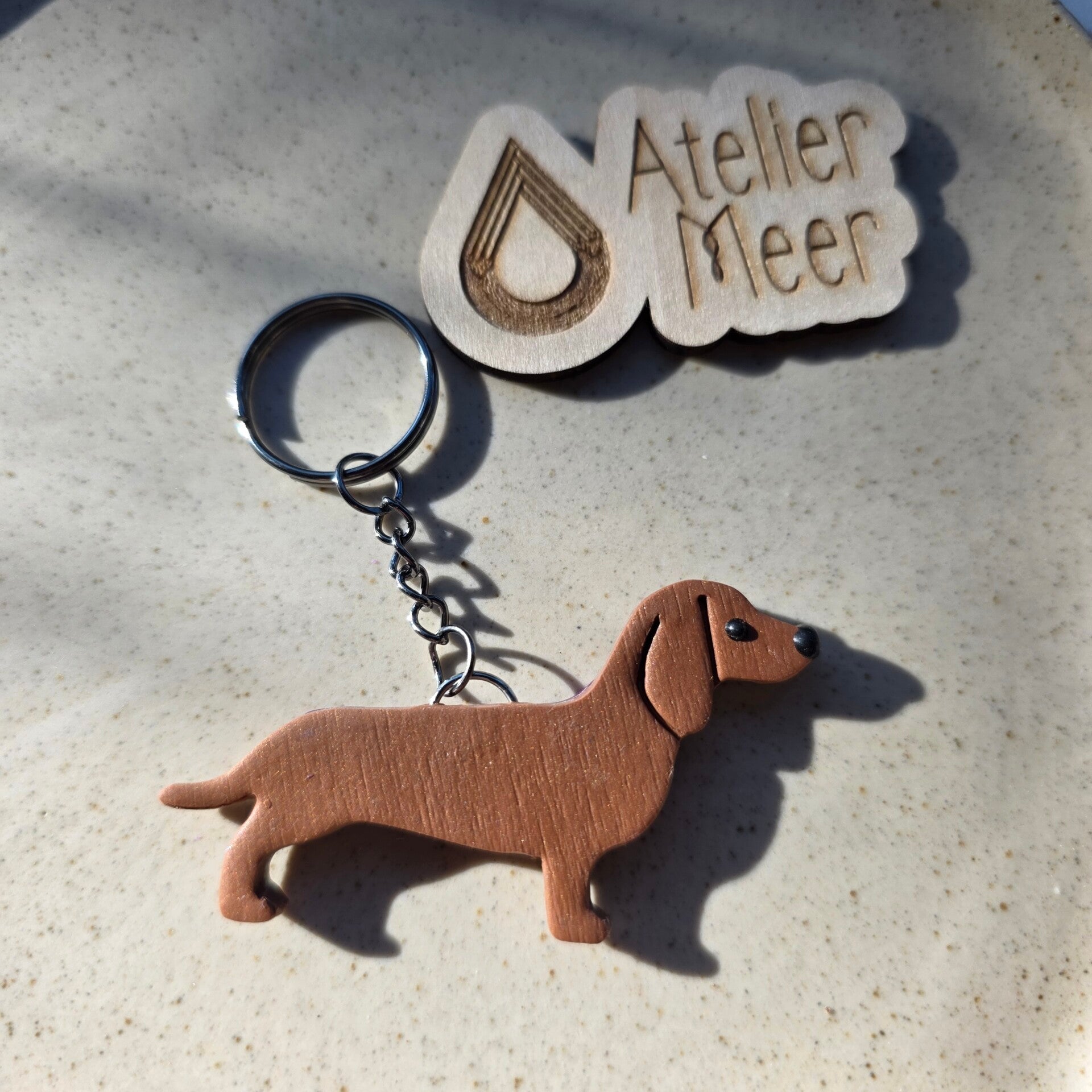 Teckel sleutelhanger effen ~ unieke sleutelhanger in allerlei kleuren