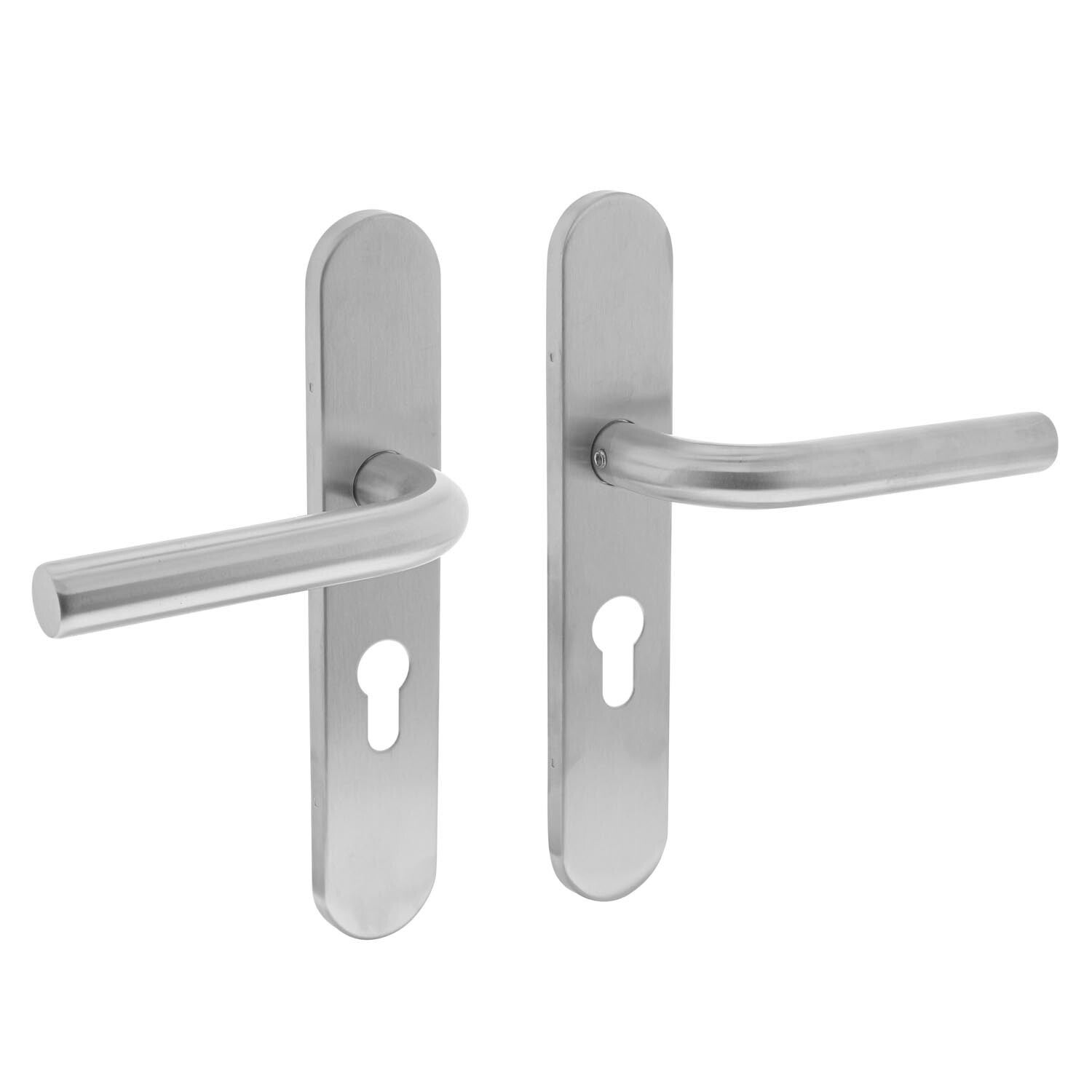 Deurkruk Recht op verdekt schild profielcilindergat 55 mm rvs geborsteld