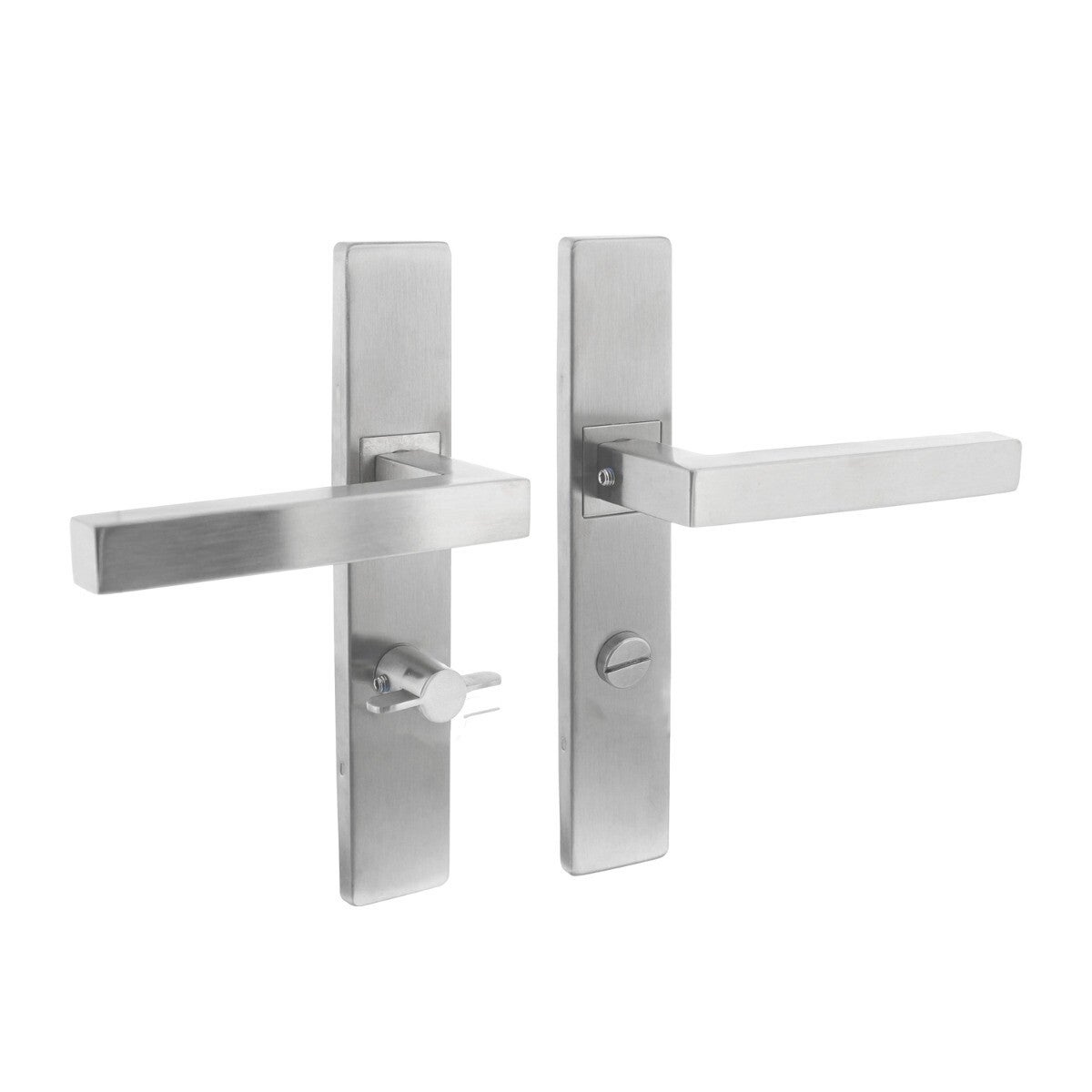 Deurkruk Vierkant op schild verdekt rechthoekig 219x40mm met nokken wc 63/8mm rvs