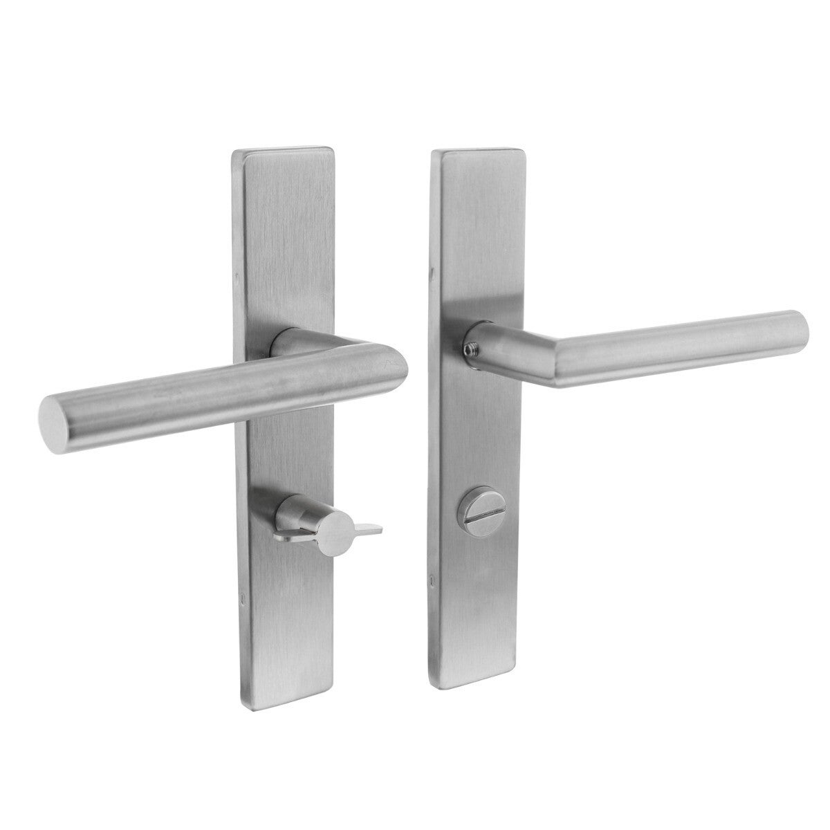 Deurkruk Jura op schild verdekt rechthoekig 219x40mm met nokken wc 63/8mm rvs