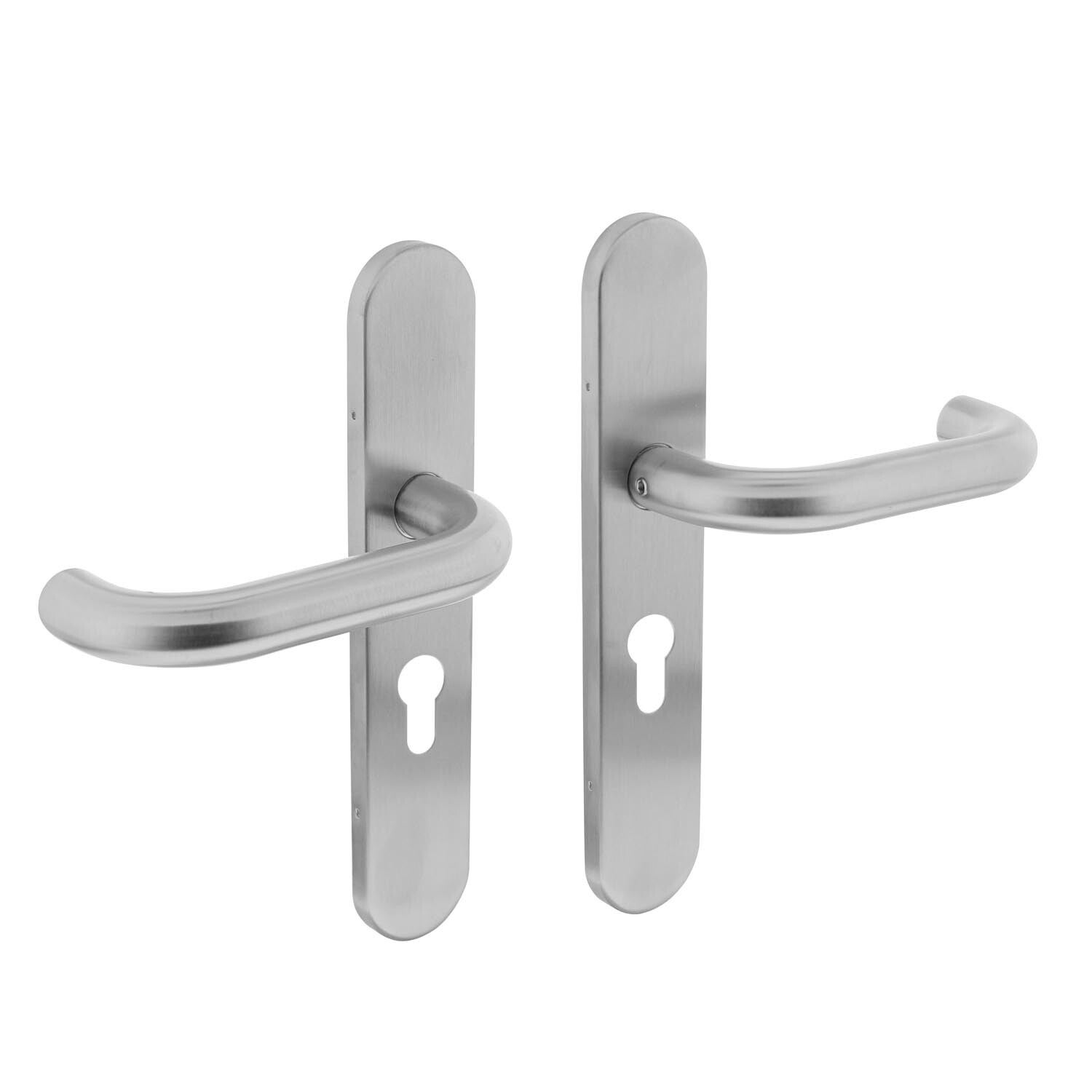 Deurkruk Rond op op schild profielcilindergat 55 mm rvs geborsteld