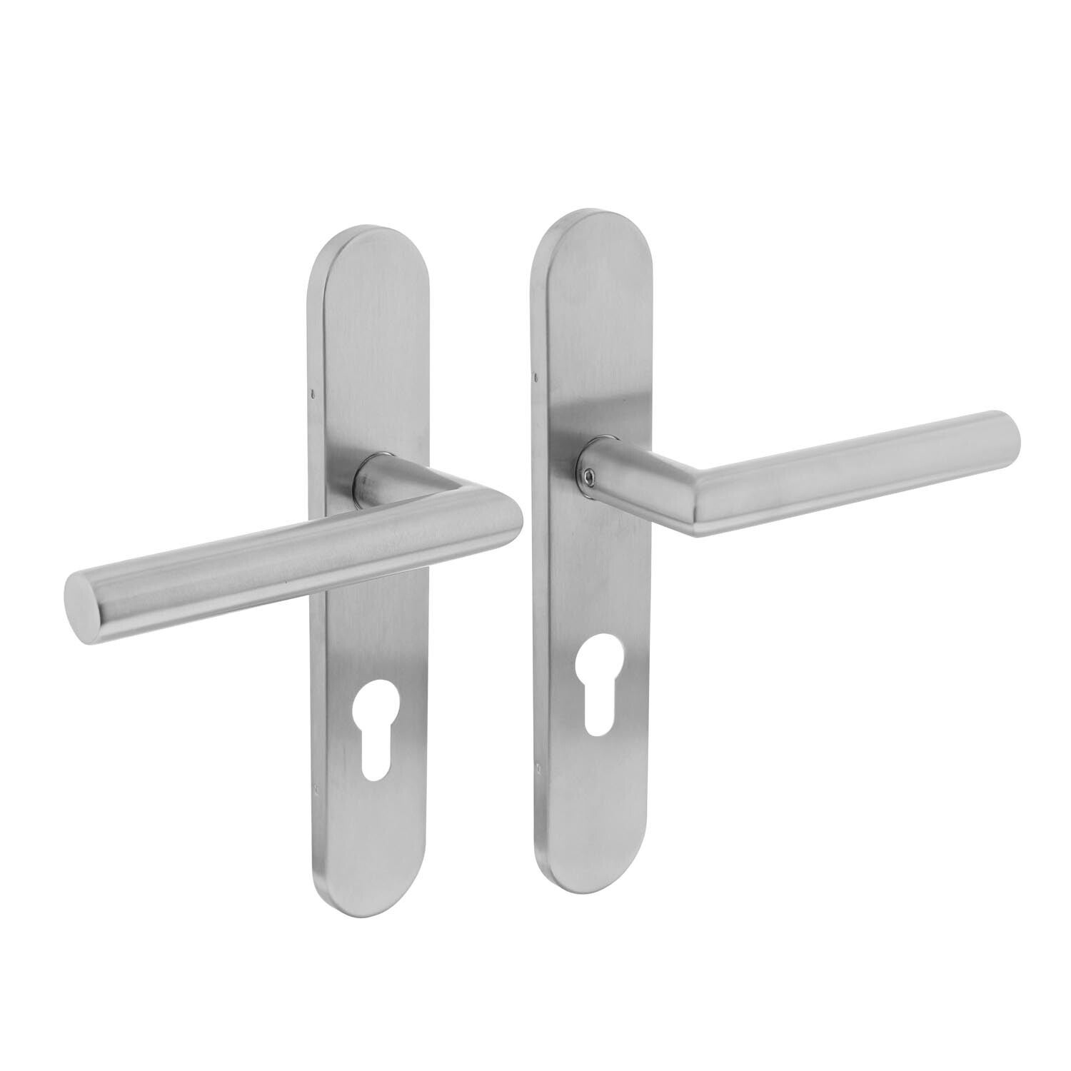 Deurkruk Hoek 90° op op schild profielcilindergat 72 mm rvs geborsteld