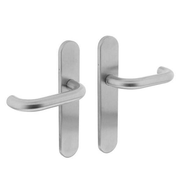 Deurkruk Rond op op schild blind rvs geborsteld