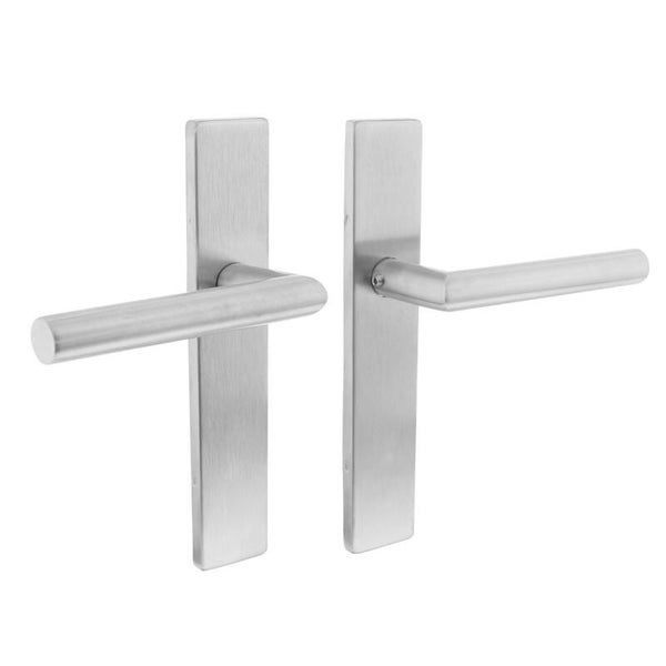 Deurkruk Hoek 90° op rechthoekig schild blind rvs geborsteld