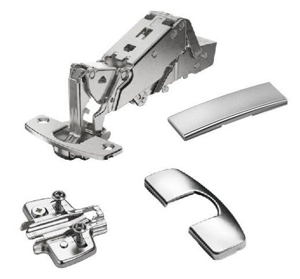 Groothoekscharnier opliggend Hettich Sensys 8657i, geïntegreerde demping, automatische sluiting, 165°, vernikkeld - per set