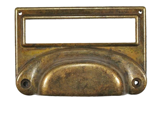 Etiketgreep zamak brons antiek 78x83mm