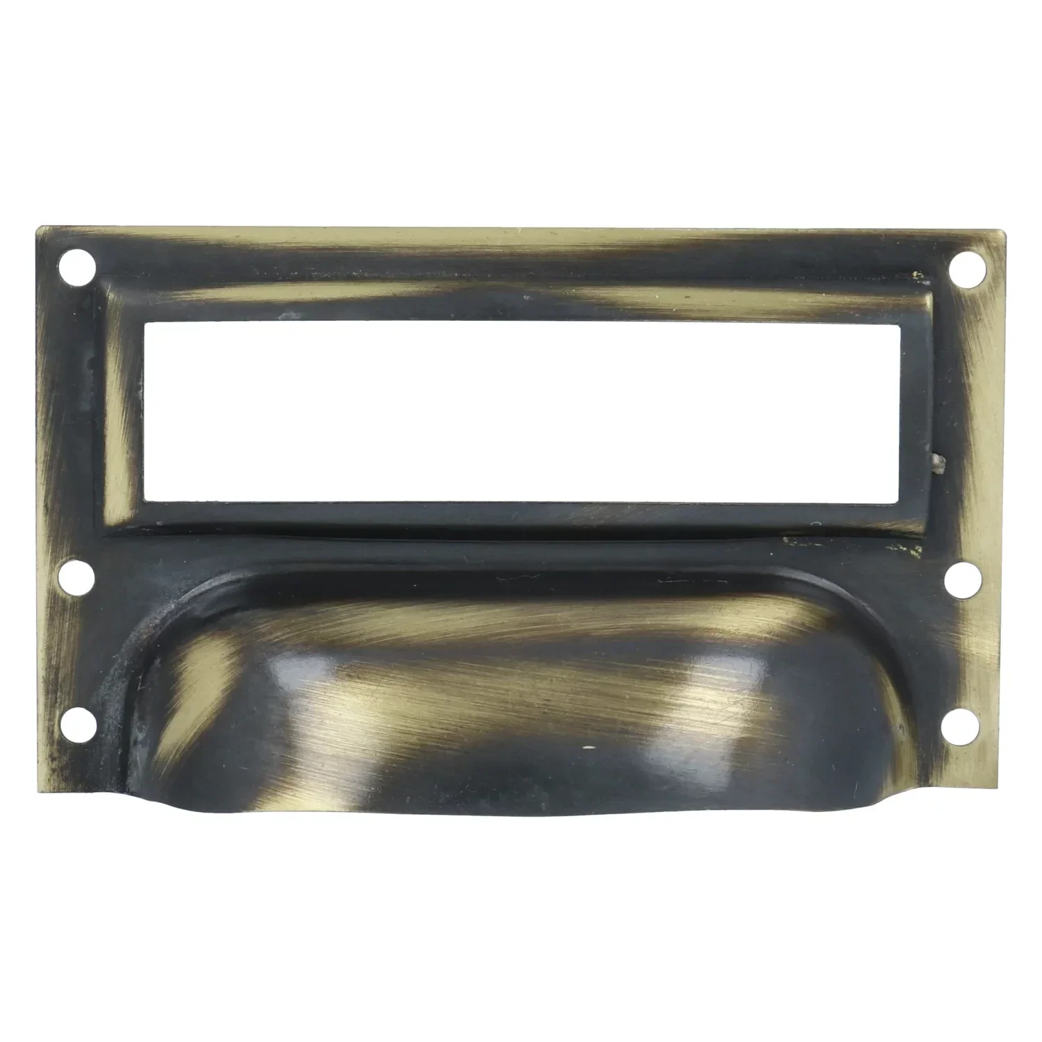 Etiketgreep messing gebruineerd 73 x 42 mm