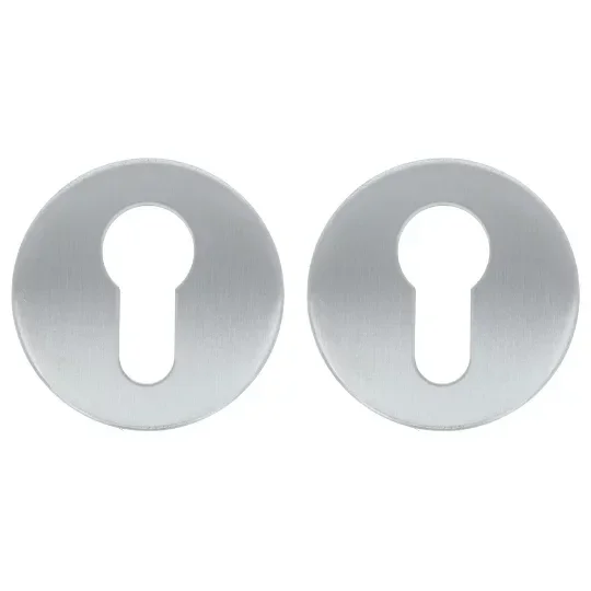 Cilinderplaatjes Modern rond  RVS mat geborsteld - per paar - Serie TS1