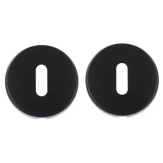 Sleutelplaatjes Modern rond RVS mat zwart - per paar -  Serie TS2